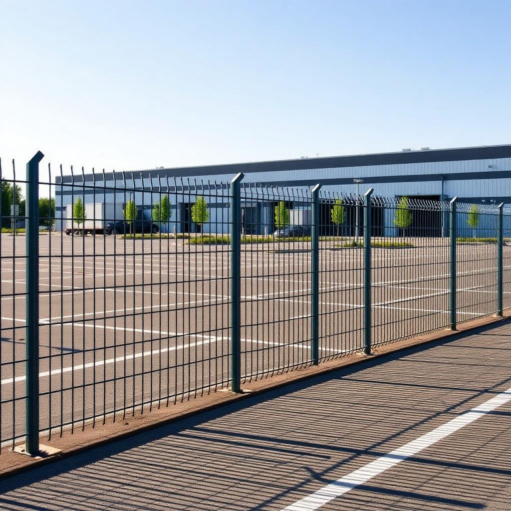 Commercial fence around a business parking lot
